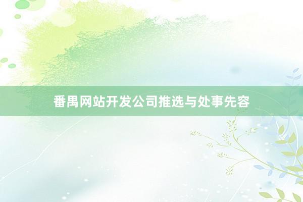 番禺网站开发公司推选与处事先容