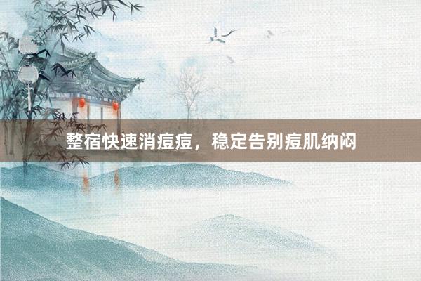 整宿快速消痘痘，稳定告别痘肌纳闷
